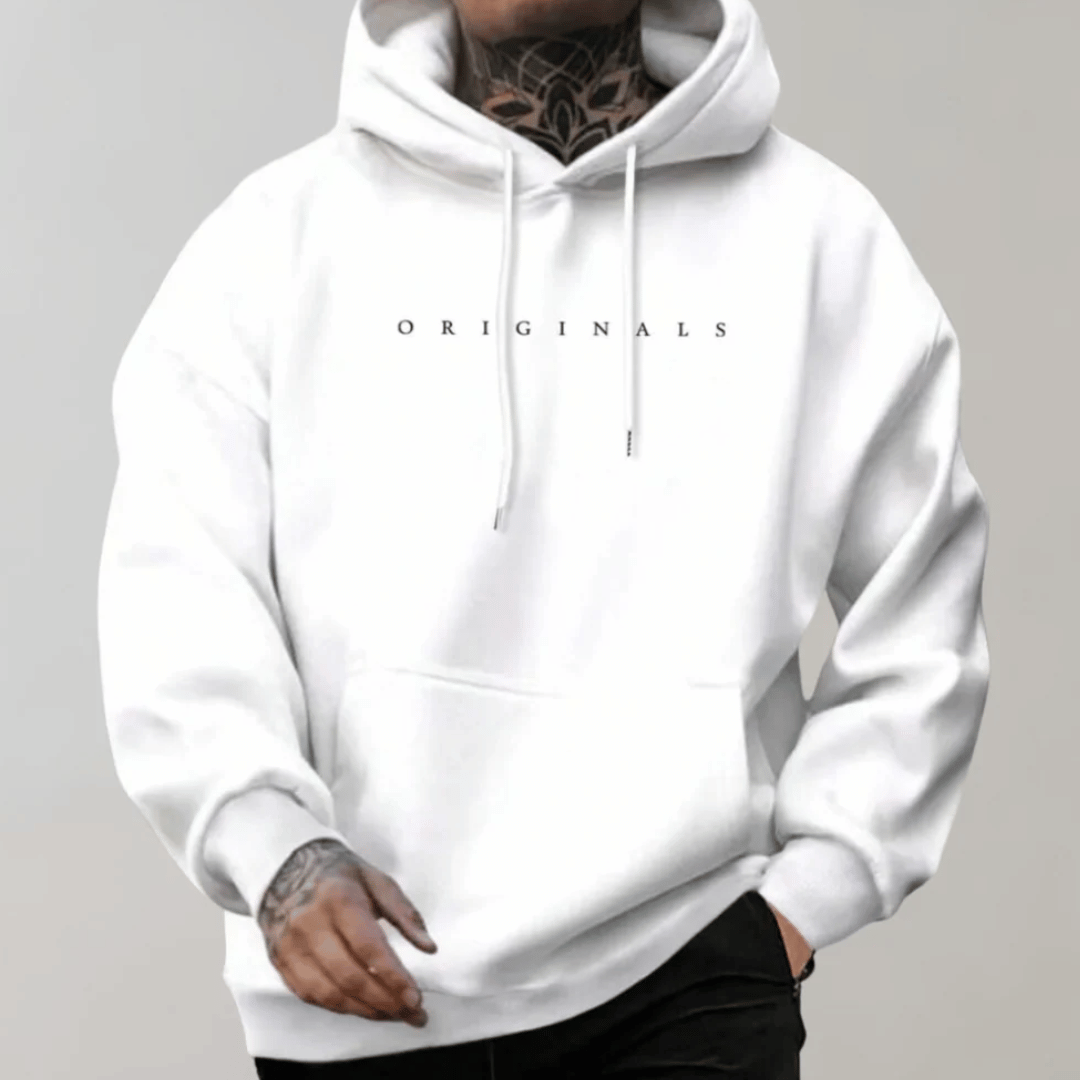 Stylish Men's Hoodie Elias - Front View in Grey