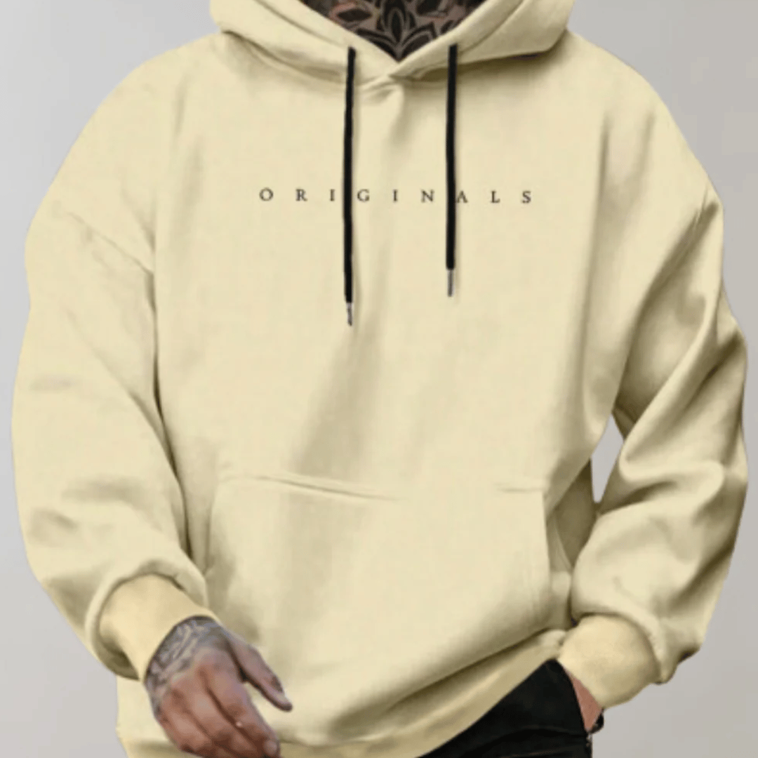 Premium Men's Hoodie Elias - Back View with Hood Detail