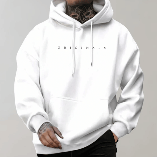 Stylish Men's Hoodie Elias - Front View in Grey