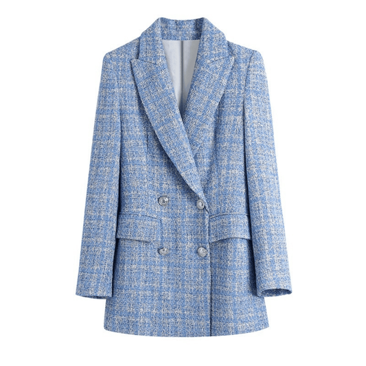 Blue checkered blazer on a white background