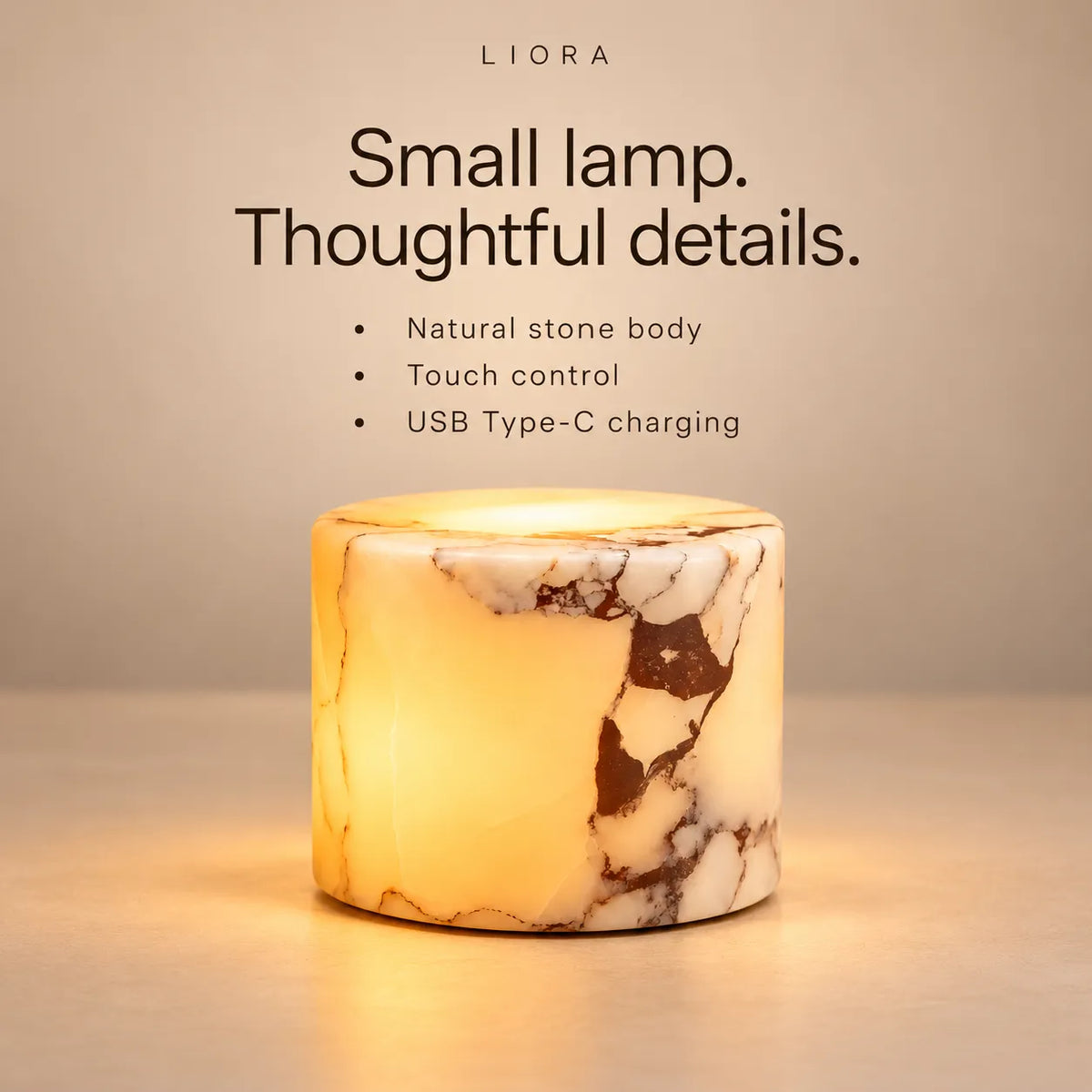 AuraGlow - Marble-Effect Bedside Lamp