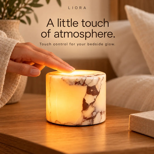 AuraGlow - Marble-Effect Bedside Lamp