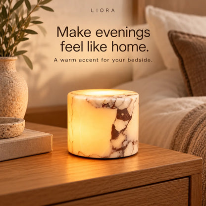 AuraGlow - Marble-Effect Bedside Lamp